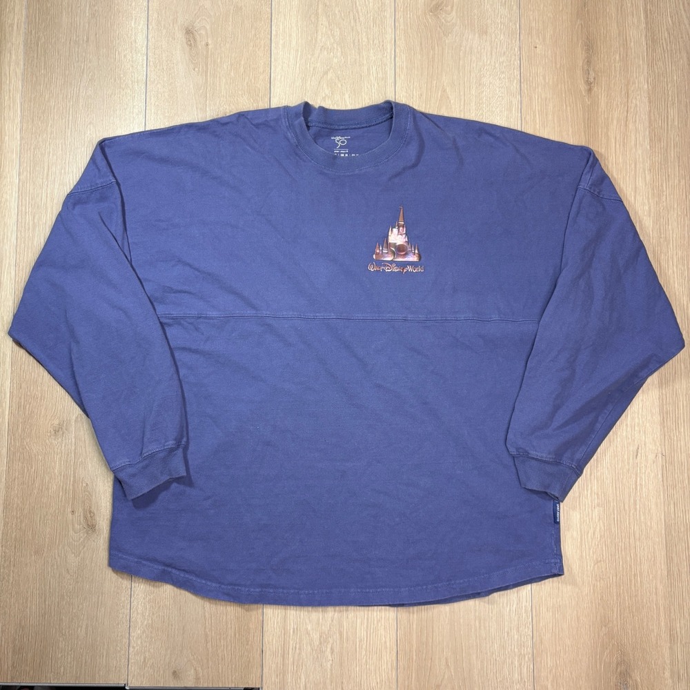 Walt Disney World 50th Anniversary Spirit Jersey Blue XL EARidescent Logo Parks
